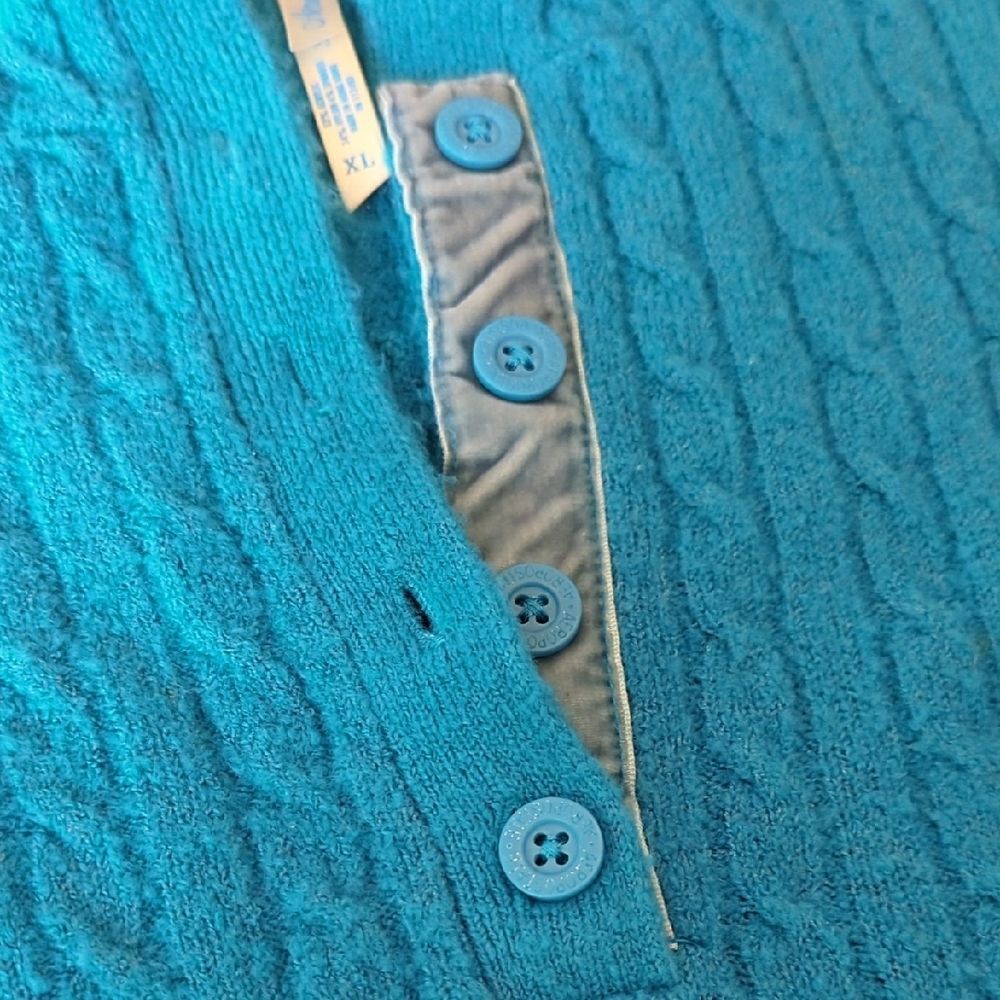 Y2K Vibrant Turquoise V-Neck Hooded Sweater - Picture 9 of 9